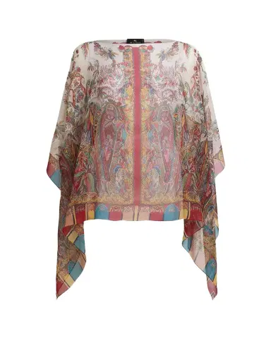 Etro Paisley Foliage Motif Silk Poncho Top | Thumbnail 1 Etro Paisley Foliage Motif Silk Poncho Top | Thumbnail 1