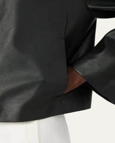 Max Mara Raglan-Sleeve Leather Single-Breasted Jacket | Thumbnail 4