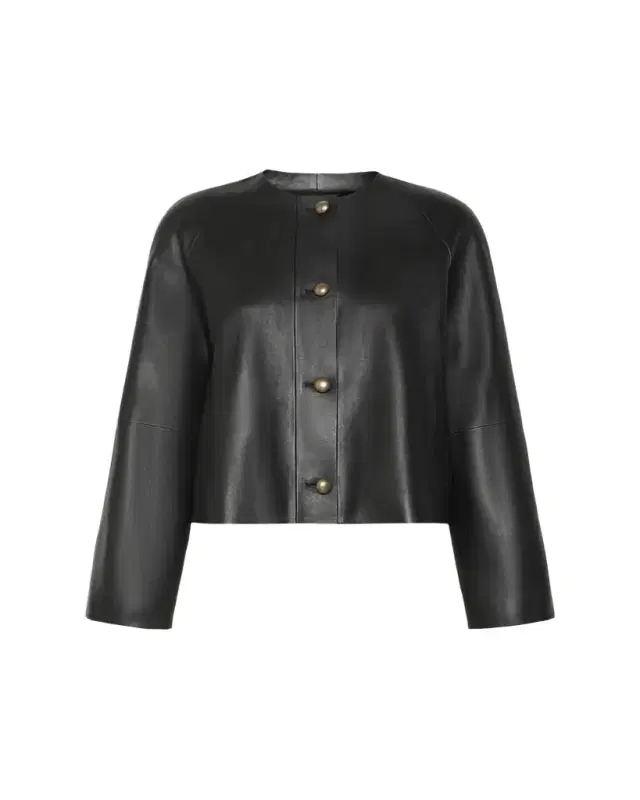 Max Mara Raglan-Sleeve Leather Single-Breasted Jacket