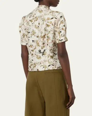 Max Mara Short-Sleeve Printed Silk Top | Thumbnail 3 Max Mara Short-Sleeve Printed Silk Top | Thumbnail 3