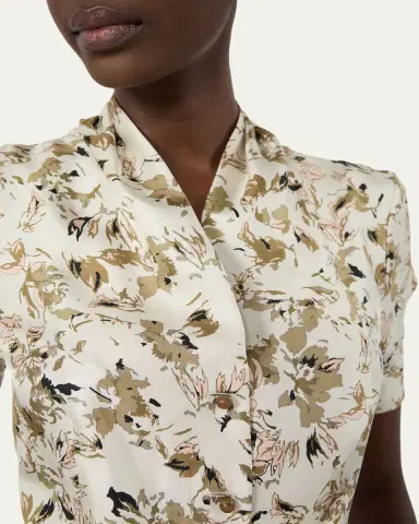 Max Mara Short-Sleeve Printed Silk Top | Thumbnail 5 Max Mara Short-Sleeve Printed Silk Top | Thumbnail 5