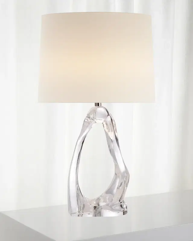 Visual Comfort Signature Cannes Clear Glass Table Lamp with Linen Shade