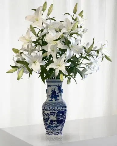 Winward Home Casablanca Lily in Chinese Vase | Thumbnail 1 Winward Home Casablanca Lily in Chinese Vase | Thumbnail 1