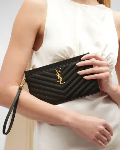 Saint Laurent YSL Monogram Large Bill Pouch in Grained Leather | Thumbnail 2 Saint Laurent YSL Monogram Large Bill Pouch in Grained Leather | Thumbnail 2