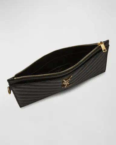 Saint Laurent YSL Monogram Large Bill Pouch in Grained Leather | Thumbnail 3 Saint Laurent YSL Monogram Large Bill Pouch in Grained Leather | Thumbnail 3
