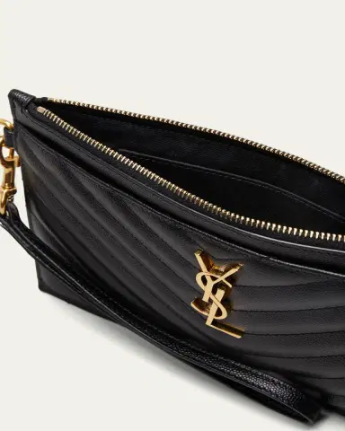 Saint Laurent YSL Monogram Large Bill Pouch in Grained Leather | Thumbnail 4 Saint Laurent YSL Monogram Large Bill Pouch in Grained Leather | Thumbnail 4