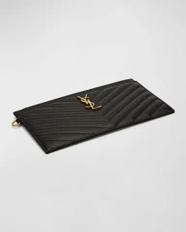 Saint Laurent YSL Monogram Large Bill Pouch in Grained Leather | Thumbnail 9 Saint Laurent YSL Monogram Large Bill Pouch in Grained Leather | Thumbnail 9