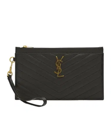 Saint Laurent YSL Monogram Large Bill Pouch in Grained Leather | Thumbnail 1 Saint Laurent YSL Monogram Large Bill Pouch in Grained Leather | Thumbnail 1