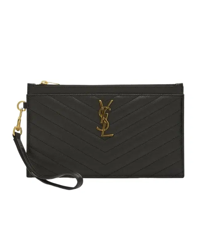 Saint Laurent YSL Monogram Large Bill Pouch in Grained Leather