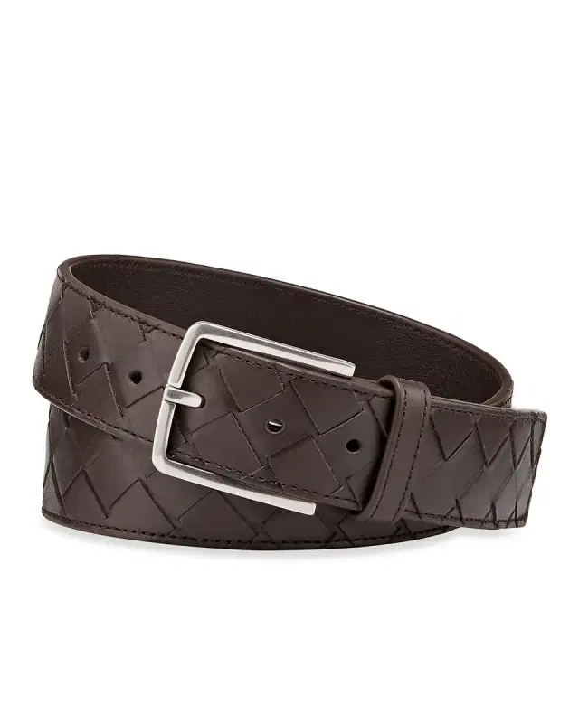 Men 's Cintura Intrecciato Leather Belt