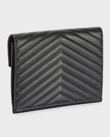 Saint Laurent YSL Monogram Flap Clutch Bag in Grained Leather | Thumbnail 3 Saint Laurent YSL Monogram Flap Clutch Bag in Grained Leather | Thumbnail 3