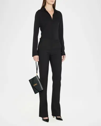 Saint Laurent YSL Monogram Flap Clutch Bag in Grained Leather | Thumbnail 4 Saint Laurent YSL Monogram Flap Clutch Bag in Grained Leather | Thumbnail 4