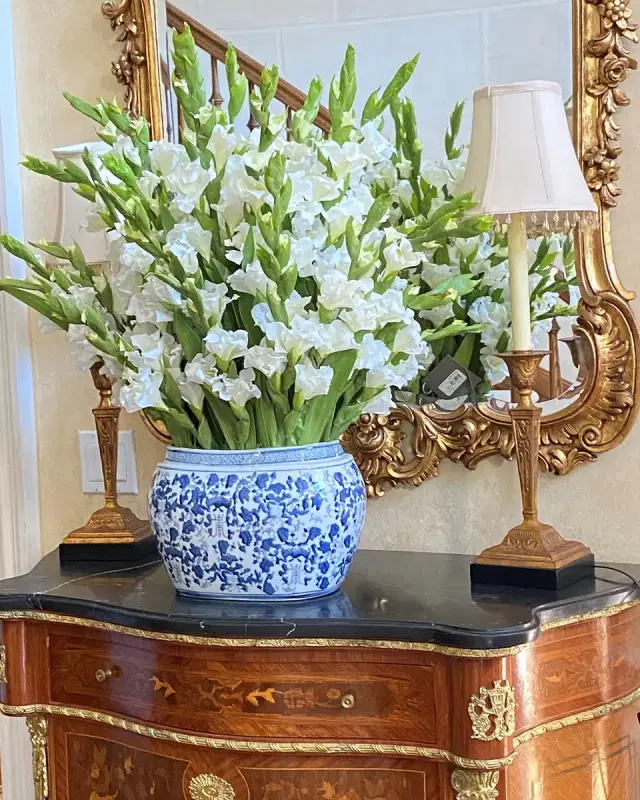 Winward Home Gladiolus Arrangement in Oval Planter