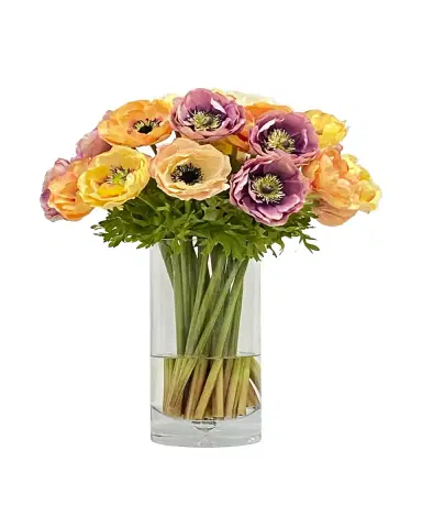 Winward Home Anemone Mix Faux Floral Arrangement in Tall Vase | Thumbnail 2 Winward Home Anemone Mix Faux Floral Arrangement in Tall Vase | Thumbnail 2