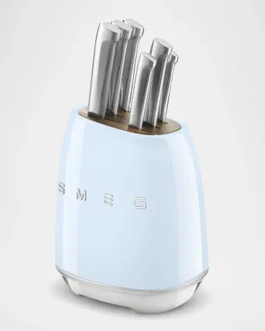 Smeg 7-Piece Knife Block Set, Pastel Blue | Thumbnail 3