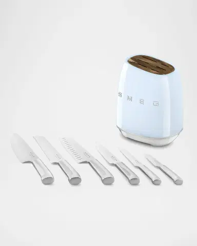 Smeg 7-Piece Knife Block Set, Pastel Blue | Thumbnail 5