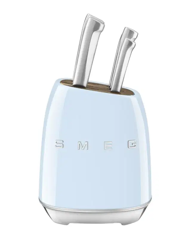 Smeg 7-Piece Knife Block Set, Pastel Blue