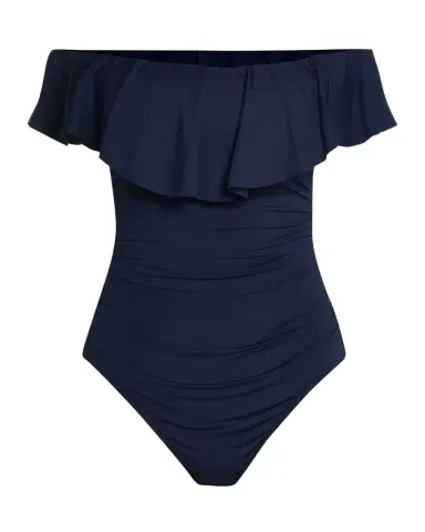 La Blanca Off-Shoulder Ruffle Lace-Up One-Piece Swimsuit | Thumbnail 1