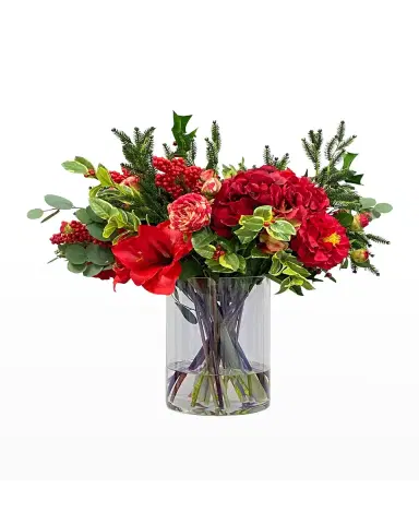 Winward Home Faux Camellia Amaryllis Floral Arrangement in Vase | Thumbnail 2 Winward Home Faux Camellia Amaryllis Floral Arrangement in Vase | Thumbnail 2