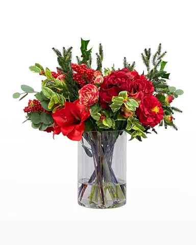 Winward Home Faux Camellia Amaryllis Floral Arrangement in Vase | Thumbnail 1 Winward Home Faux Camellia Amaryllis Floral Arrangement in Vase | Thumbnail 1