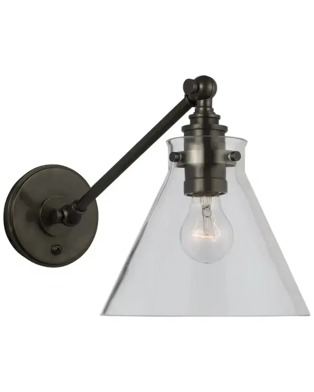 Visual Comfort Signature Parkington Single Library Wall Light In Antique-Burnished Brass With Clear Glass By Chapman & Myers