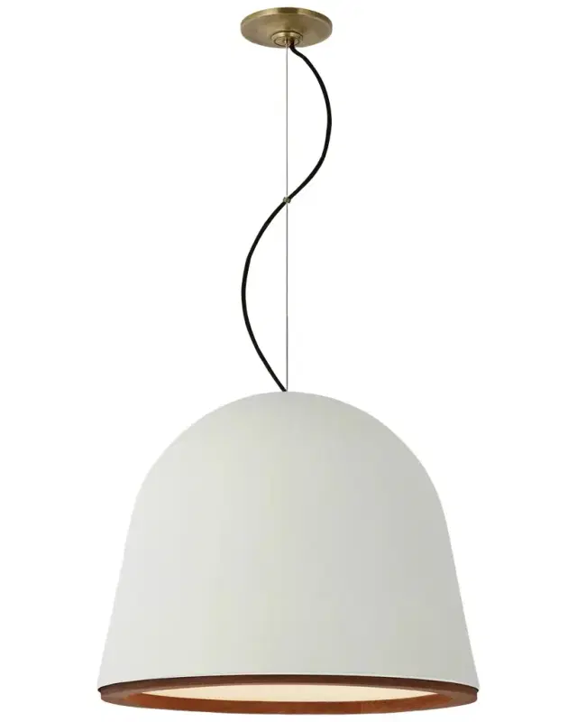 Visual Comfort Signature Murphy Large Pendant In Plaster White And Dark Teak By Marie Flanigan