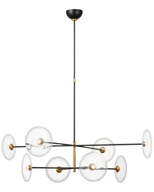 Visual Comfort Signature Calvino X-Large Radial Chandelier In Aged Iron And Hand-Rubbed Antique Brass With Clear Glass By Ian K. Fowler