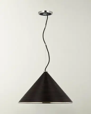 Visual Comfort Signature Reine Large Pendant In Polished Nickel And Black Rattan By Suzanne Kasler | Thumbnail 2