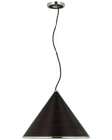 Visual Comfort Signature Reine Large Pendant In Polished Nickel And Black Rattan By Suzanne Kasler | Thumbnail 1