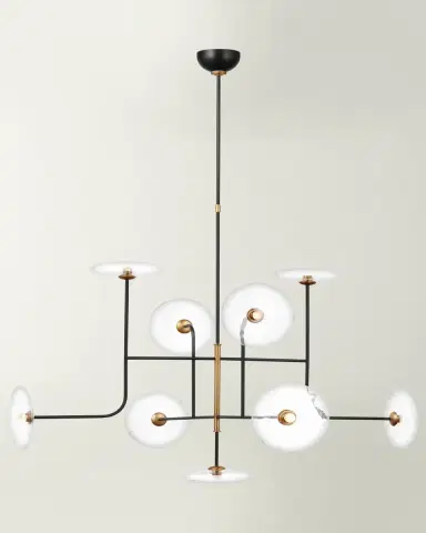Visual Comfort Signature Calvino X-Large Arched Chandelier In Aged Iron And Hand-Rubbed Antique Brass With Clear Glass By Ian K. Fowler | Thumbnail 2