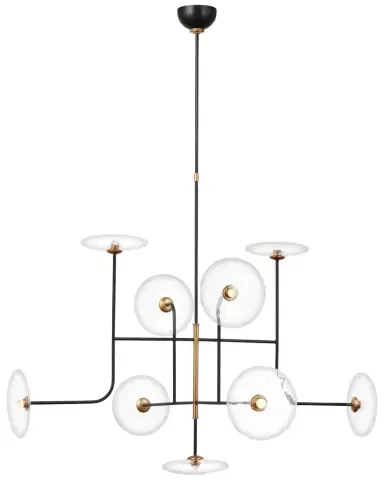 Visual Comfort Signature Calvino X-Large Arched Chandelier In Aged Iron And Hand-Rubbed Antique Brass With Clear Glass By Ian K. Fowler | Thumbnail 1