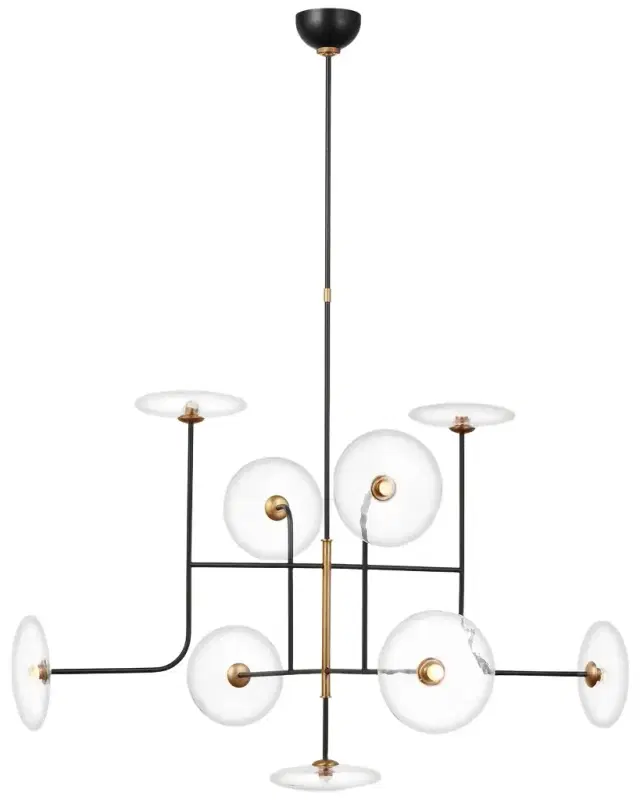 Visual Comfort Signature Calvino X-Large Arched Chandelier In Aged Iron And Hand-Rubbed Antique Brass With Clear Glass By Ian K. Fowler