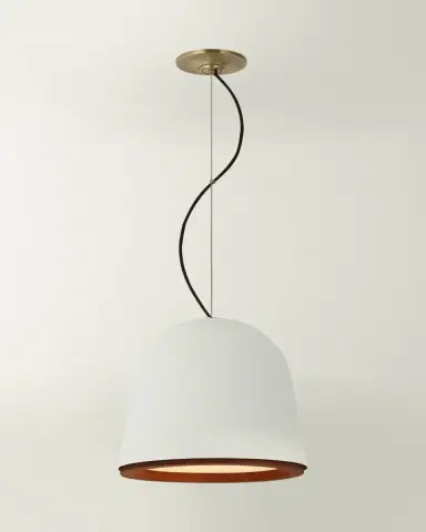 Visual Comfort Signature Murphy Small Pendant In Plaster White And Dark Teak By Marie Flanigan | Thumbnail 2