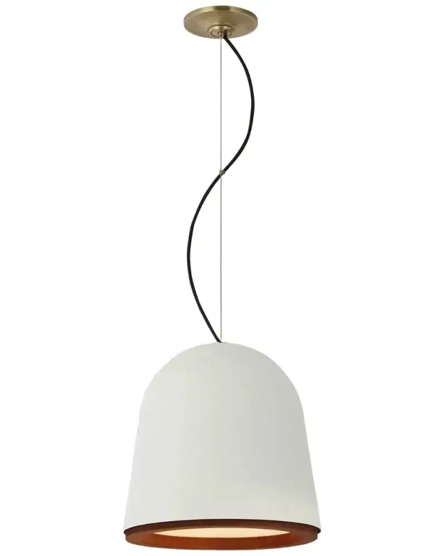 Visual Comfort Signature Murphy Small Pendant In Plaster White And Dark Teak By Marie Flanigan