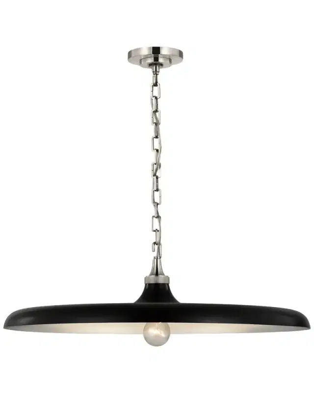 Visual Comfort Signature Piatto Large Pendant In Hand-Rubbed Antique Brass With Aged Iron Shade By Thomas O 'Brien