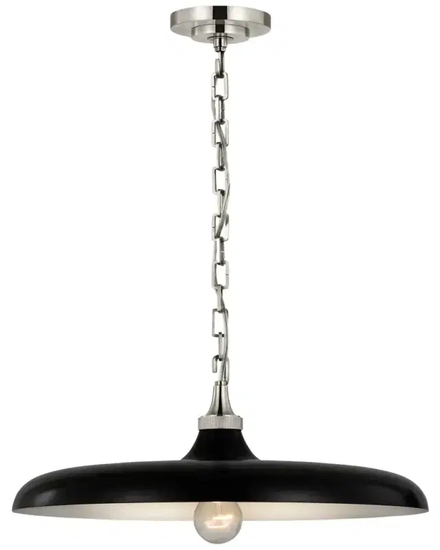 Visual Comfort Signature Piatto Medium Pendant In Hand-Rubbed Antique Brass With Aged Iron Shade By Thomas O 'Brien