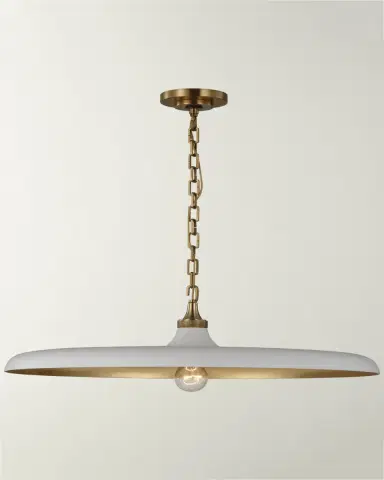 Visual Comfort Signature Piatto Large Pendant In Hand-Rubbed Antique Brass With Plaster White Shade By Thomas O 'Brien | Thumbnail 2 Visual Comfort Signature Piatto Large Pendant In Hand-Rubbed Antique Brass With Plaster White Shade By Thomas O 'Brien | Thumbnail 2