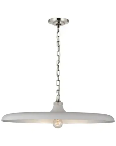 Visual Comfort Signature Piatto Large Pendant In Hand-Rubbed Antique Brass With Plaster White Shade By Thomas O 'Brien | Thumbnail 1 Visual Comfort Signature Piatto Large Pendant In Hand-Rubbed Antique Brass With Plaster White Shade By Thomas O 'Brien | Thumbnail 1