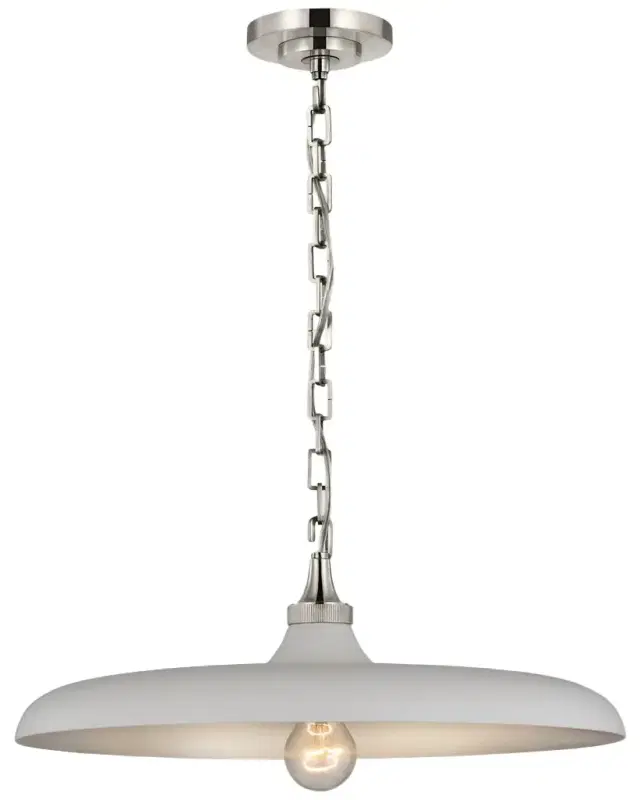 Visual Comfort Signature Piatto Medium Pendant In Hand-Rubbed Antique Brass With Plaster White Shade By Thomas O 'Brien