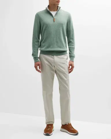 Neiman Marcus Men's Wool-Cashmere 1/4-Zip Sweater | Thumbnail 2