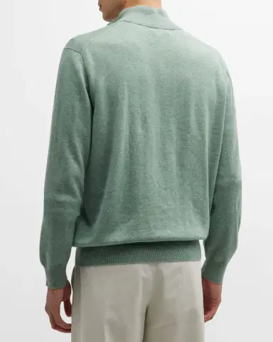 Neiman Marcus Men's Wool-Cashmere 1/4-Zip Sweater | Thumbnail 3