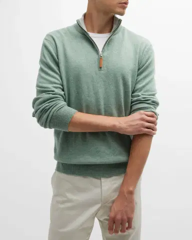 Neiman Marcus Men's Wool-Cashmere 1/4-Zip Sweater | Thumbnail 6