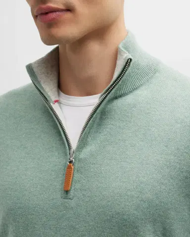 Neiman Marcus Men's Wool-Cashmere 1/4-Zip Sweater | Thumbnail 7
