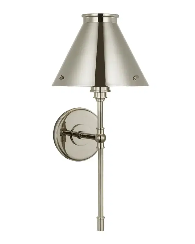 Visual Comfort Signature Parkington Large Tail Sconce in Polished Nickel by Chapman & Myers