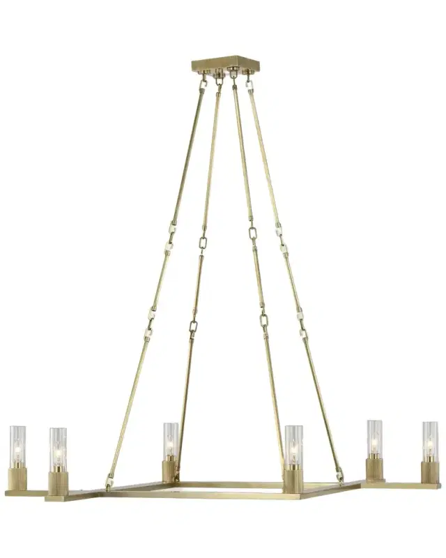 Visual Comfort Signature Beza Antiqued Brass Chandelier, 42"