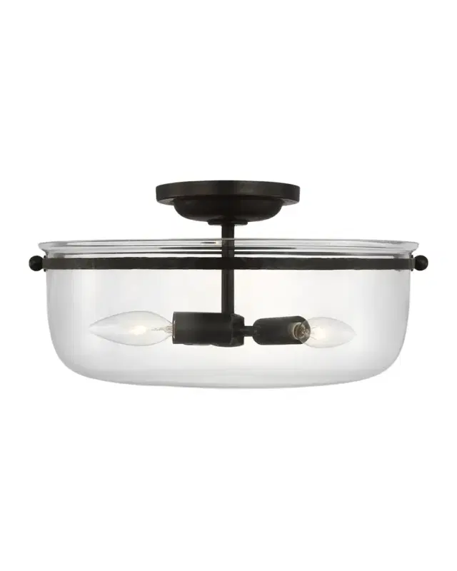 Visual Comfort Signature Lorford Medium Mercury Glass Semi-Flush Mount by Chapman & Myers