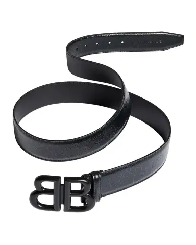 Balenciaga Men 's Monaco BB Logo Calfskin Belt | Thumbnail 2