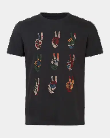 JOHN VARVATOS Men's Embroidered Peace Hand Crewneck Tee | Thumbnail 2 JOHN VARVATOS Men's Embroidered Peace Hand Crewneck Tee | Thumbnail 2