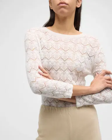 Vince Fine Lace 3/4-Sleeve Crewneck Top | Thumbnail 7 Vince Fine Lace 3/4-Sleeve Crewneck Top | Thumbnail 7