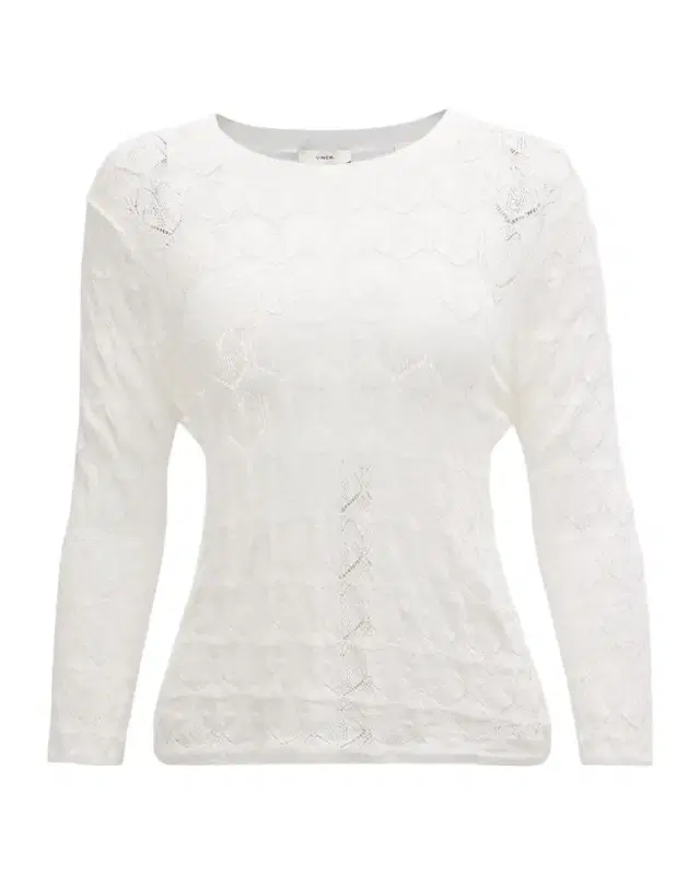 Vince Fine Lace 3/4-Sleeve Crewneck Top